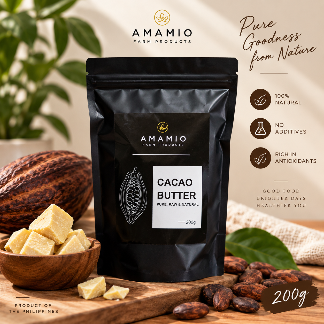 CACAO BUTTER - RAW. PURE.UNREFINED 200 g